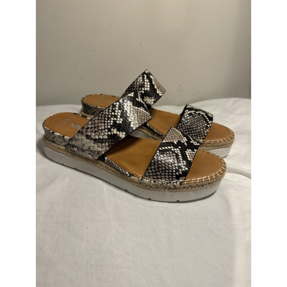 Sarto Leather Women's Fake Snake Skin Leather Platform Sandals Size 8.5 EU 38.5